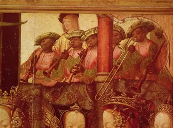 Die Verlobung von St. Ursula und Prinz Etherius (Detail der schwarzen Musiker), ca. 1520